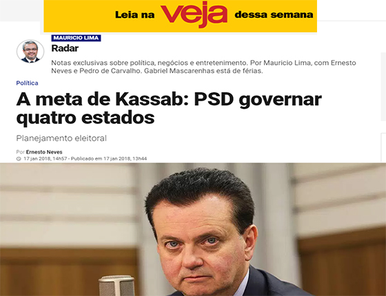 DEU NA VEJA Kassab espera o PSD eleger Cartaxo e mais trs governadores do partido